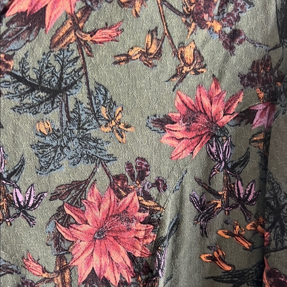 Dress- Floral Green and Pink Boutique Dress - Picture 4 of 6